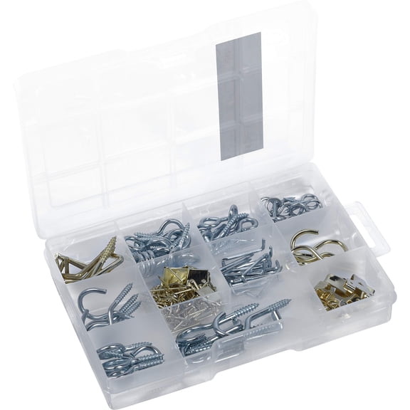 Connex Screw and Picture Hooks Assortment 242 Pieces – Hook & Picture Hanger Set – Pre-Sorted i