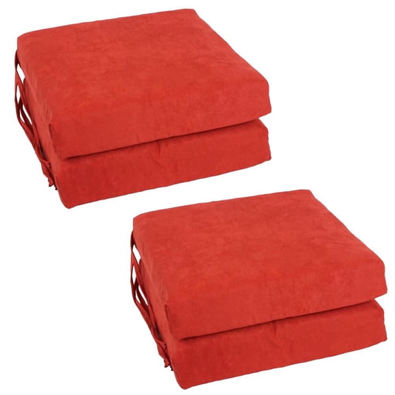 Blazing Needles 16-inch Square Solid Microsuede Chair Cushions (Set of 4) - Cardinal Red