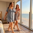 thumbnail image 4 of Agnes Orinda Women's Plus Size Sleepshirt Short Sleeve Soft Pajamas Dress V Neck Button Down Nightgown 2X Gray, 4 of 9