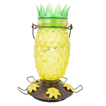 Perky-Pet Yellow Pineapple Top-Fill Glass Hummingbird Feeder – 28 oz