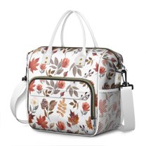 Autumn Fall Leaves and Flowers Pattern Womens Lunch Box for Work,Insulated Large Lunch Bag for Tween and Teen,Loncheras Para Mujer,Leakproof Adult Lunch Bag for Work,Beach,Travel,Picnic,Camping