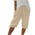 thumbnail image 7 of Tnhcen Women's Plus Size 4XL-5XL Cotton Linen Capri Pants Drawstring Waist Casual Seven-Eighth Pants Pre-Shrunk Breathable Summer Lounge Pants, 7 of 7