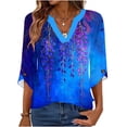 thumbnail image 6 of Tqcoqu Women's Casual Loose Tunic Tops Blouses,V Neck 3/4 Sleeve Floral Print Fit Tops,Blue-D Women's S-XL, 6 of 7