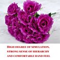 thumbnail image 2 of Wosthever Ramo de flores artificiales de rosas de seda, 12 cabezas, decoración para fiesta en casa y boda Flores artificiales rojo púrpura, 2 of 6