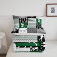 thumbnail image 5 of Comforter Set, Lacrosse Bedding Queen,Geometric Strped Patchwork Bedding Comforter Set for Teens,Green Black White Lacrosse Stick Duvet Insert with 2 Pillowcases, 5 of 6