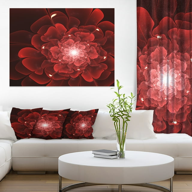 Art Numérique Fractal Fleur Rouge Claire - Impression sur Toile Florale