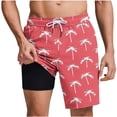thumbnail image 2 of Aobny Mens Shorts Board with Liner Hawaiian Bottom Big & Tall Casual Slim Work Out Clothes,Pink,XXL, 2 of 6
