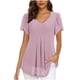 thumbnail image 1 of Fiudx Ofertas y Liquidaciones Camiseta de Manga Corta con Cuello En V Informal de Color Sólido de Gasa a La Moda para Mujer, 1 of 5