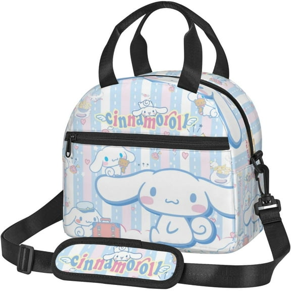 Cinnamoroll Kawaii Cartoon Lunch Bag,Reusable Lunch Bags Women Large Capacity Lunch Box Portable Cross-Body Insulated Lunch Bag 04