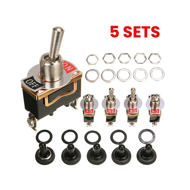 Coche Encendido/Apagado Interruptor Basculante Bota Impermeable,5 Uds Spst 2Pin Sweethay VI004155-00