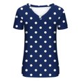 thumbnail image 4 of ZHOGXU Women's T Shirt Polka Dot Printed V Neck Short Sleeve Loose Fit Lightweight Comfortable Breathable Tee Top For Daily Wear ,Dark Blue,Xxxl, 4 of 5