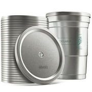 30-Pack Aluminum Lids with Straw Hole, Fits The 16oz Aluminum Ball Recyclable Party Cup (16oz Size Only) Cups Sold Separately