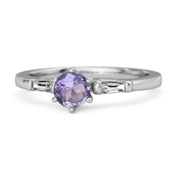 0.10 Ct Amethyst 925 Sterling Silver Solitaire Anniversary Women Valentines Day Gifts Ring