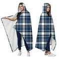 thumbnail image 2 of Wearable Blanket,Navy White Plaid Checkered Pattern Hooded Wearable Flannel Blanket for Adults & Teens,Winter Poncho Shawl Wrap Cape Cozy Anti-Pill,60"x80", 2 of 5