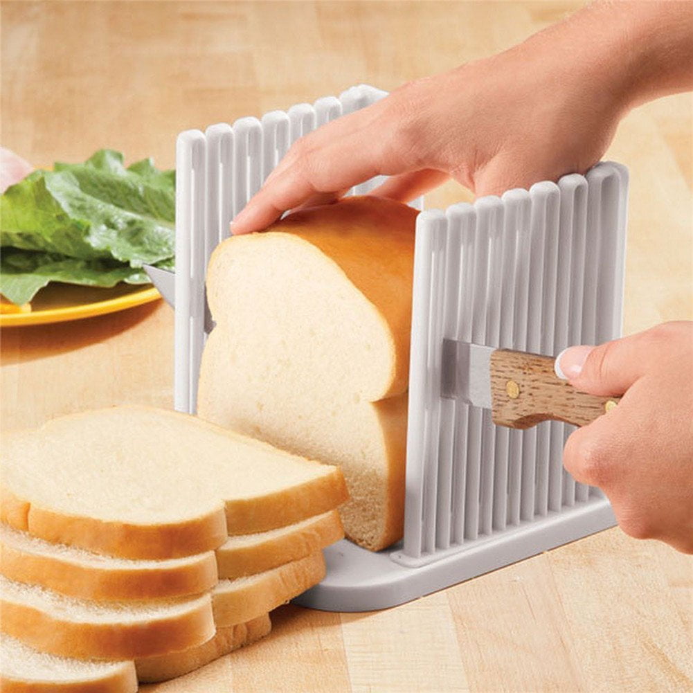 Bread Slicer for Homemade Bread - 2 SIZE 2 THICKNESS With Long Knife &  Crumb Tray - Compactable Bread Slicer Guide For Homemade Bread Adjustable 