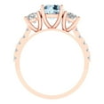thumbnail image 4 of 1.97 ct Round Cut Natural Aquamarine 3 Stone 18K Rose Gold Womens Engagement Ring, 4 of 6
