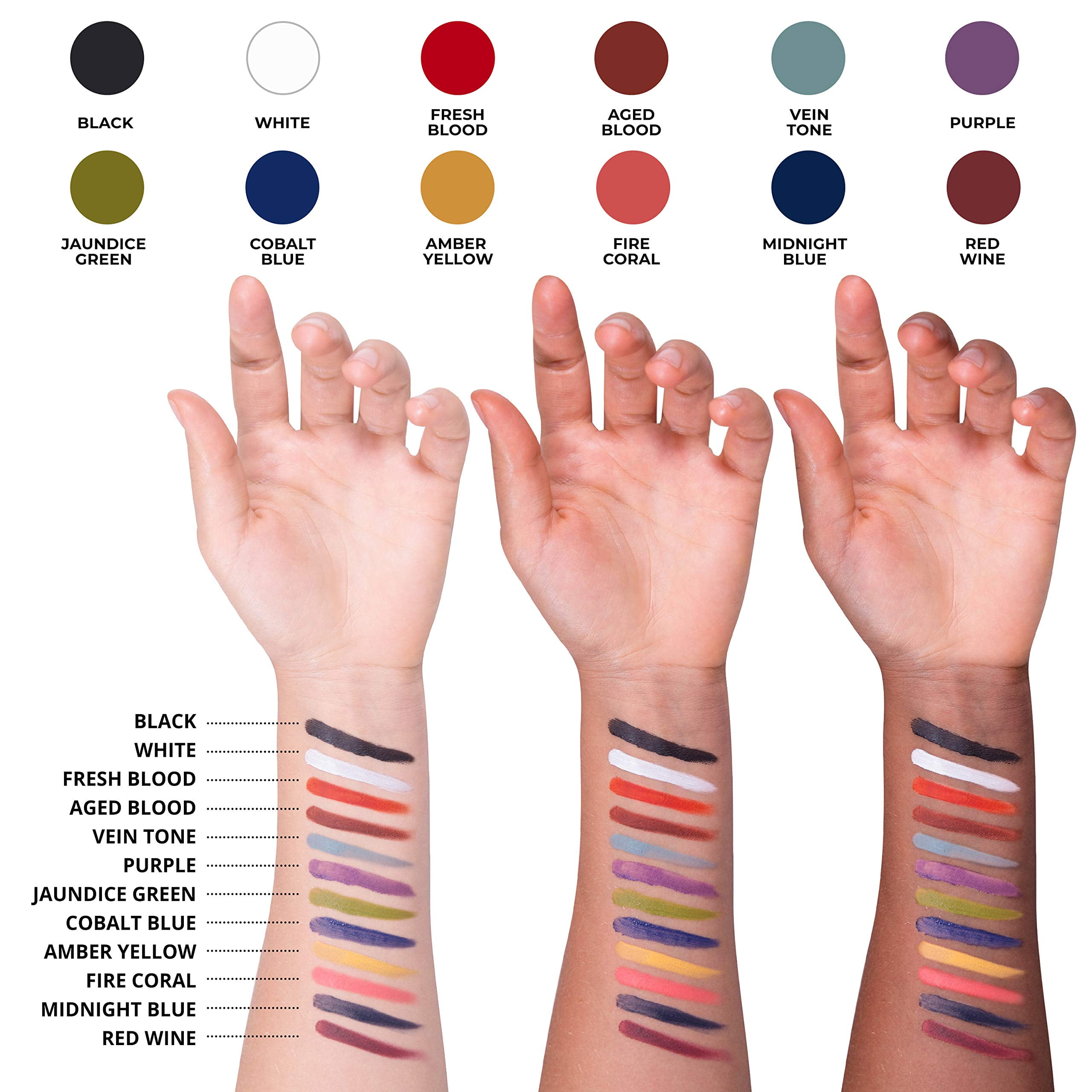 Narrative Cosmetics 12-Color Primary FX Cream Palette, Professional Quick Drying Waterproof SFX Makeup for the Stage, Film, Costumes, Cosplay