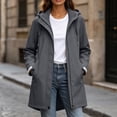 thumbnail image 2 of Ghalytn Women's Mid Length Hooded Rain Jacket with Adjustable Cuffs, Drawstring Waist Zip Up Windproof Coat Side Pockets, 2 of 9