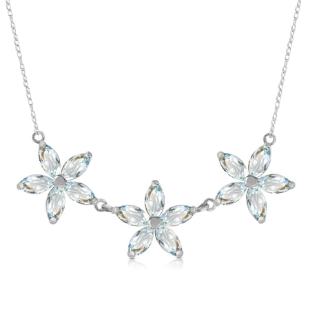 Galaxy Gold 14K Solid Gold Natural Aquamarine Pendant Necklace for Women - White Gold Fine Jewelry