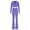 Purple, variant on Women 3 Piece Sweatsuit Outfits Sets Long Sleeve Zipper Jacket Crop Tops and Long Flare Pants Set Workout Tracksuit Pink XXL