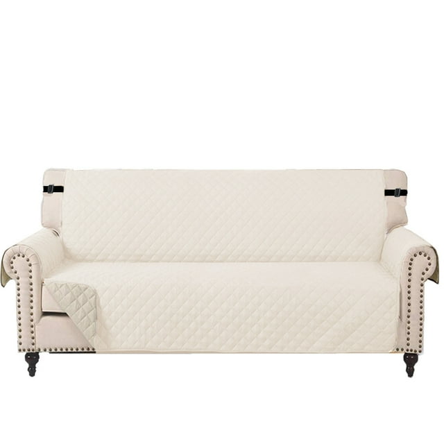 Nvzi Funda de sofá de color sólido, funda de sofá de 4 plazas, impermeable, reclinable, para sala de estar, fácil de instalar, lavable, protector de sofá (blanco)
