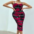 thumbnail image 2 of Women‘s Midi Bodycon Dress with Floral Print and Ruched Sleeveless Design, 2 of 6