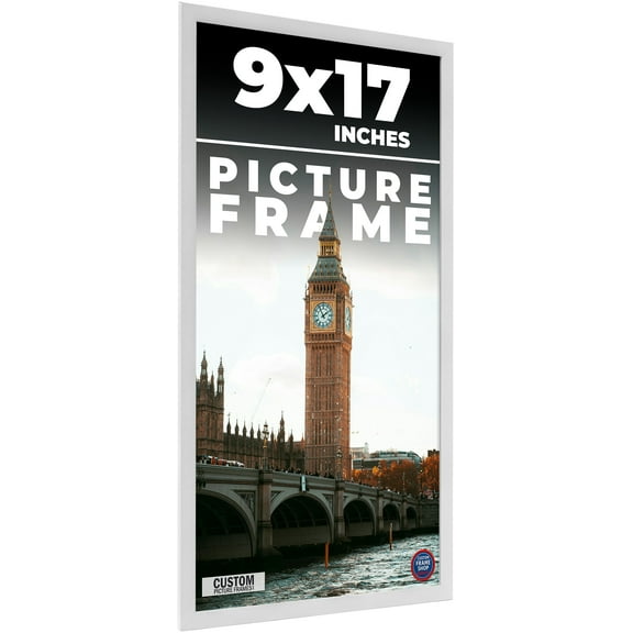 9x17 Frame White Solid Wood Picture Frame Includes UV Acrylic Shatter Guard Front, Acid Free Foam