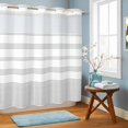 thumbnail image 2 of No Hook Shower Curtain, Black Stripes Shower Curtains for Bathroom with See Through Top Window, Farmhouse Striped Modern Art Waterproof & Washable Bath Curtain 66"x72", 2 of 2