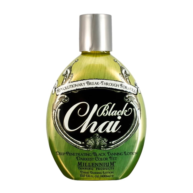 Millennium Tanning Black Chai Loción bronceadora con bronceadores, aceites esenciales y extractos (13.5 onzas)
