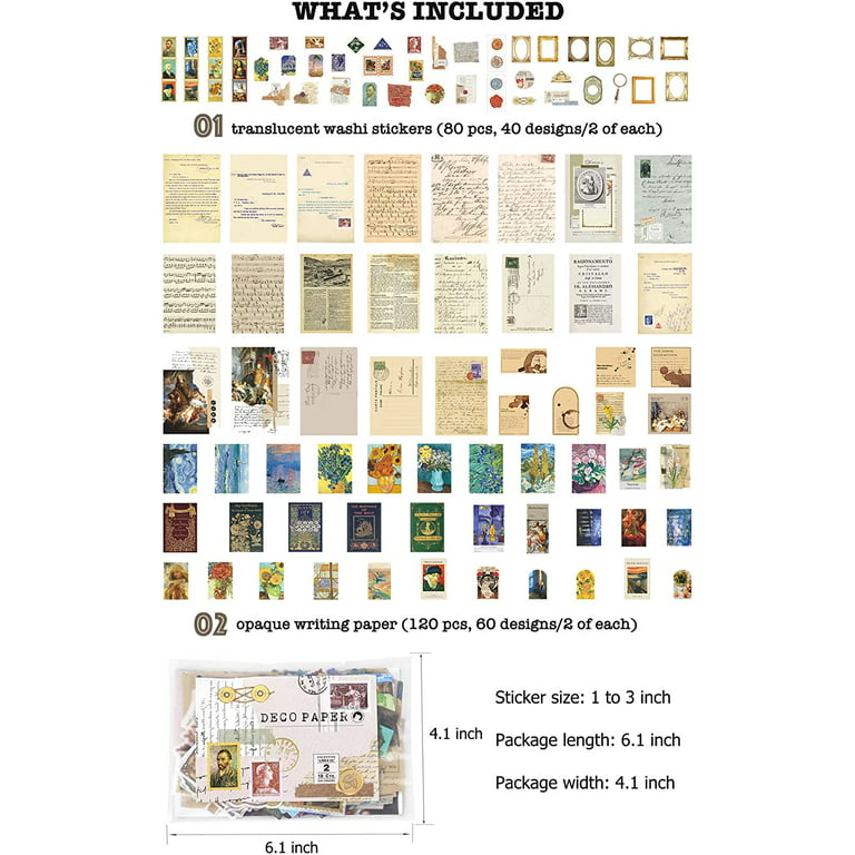 Scrapbook Supplies Pack (200 Pieces) for Art Journaling Bullet Junk Journal  Planners DIY Paper Stickers Craft Kits(Nature) 