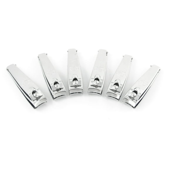 Manicure Metal Nail Care Flat Edge Toenail Manicure Pedicure Clipper Trimmer Cutter Silver Tone 6pcs