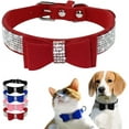thumbnail image 2 of Rhinestone Bling Leather Dog Cat Collar & Leash Set, Crystal Diamonds Studded Cute Bowknot Puppy Small Medium Dogs Collar Puppy Leash, 2 of 5