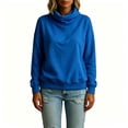 thumbnail image 6 of TGSLY Women's Fall Turtleneck Sweatshirt Lightweight Drop Shoulder Long Sleeve Pullovers Loose Casual Solid Color Loungewear Tops L, 6 of 7