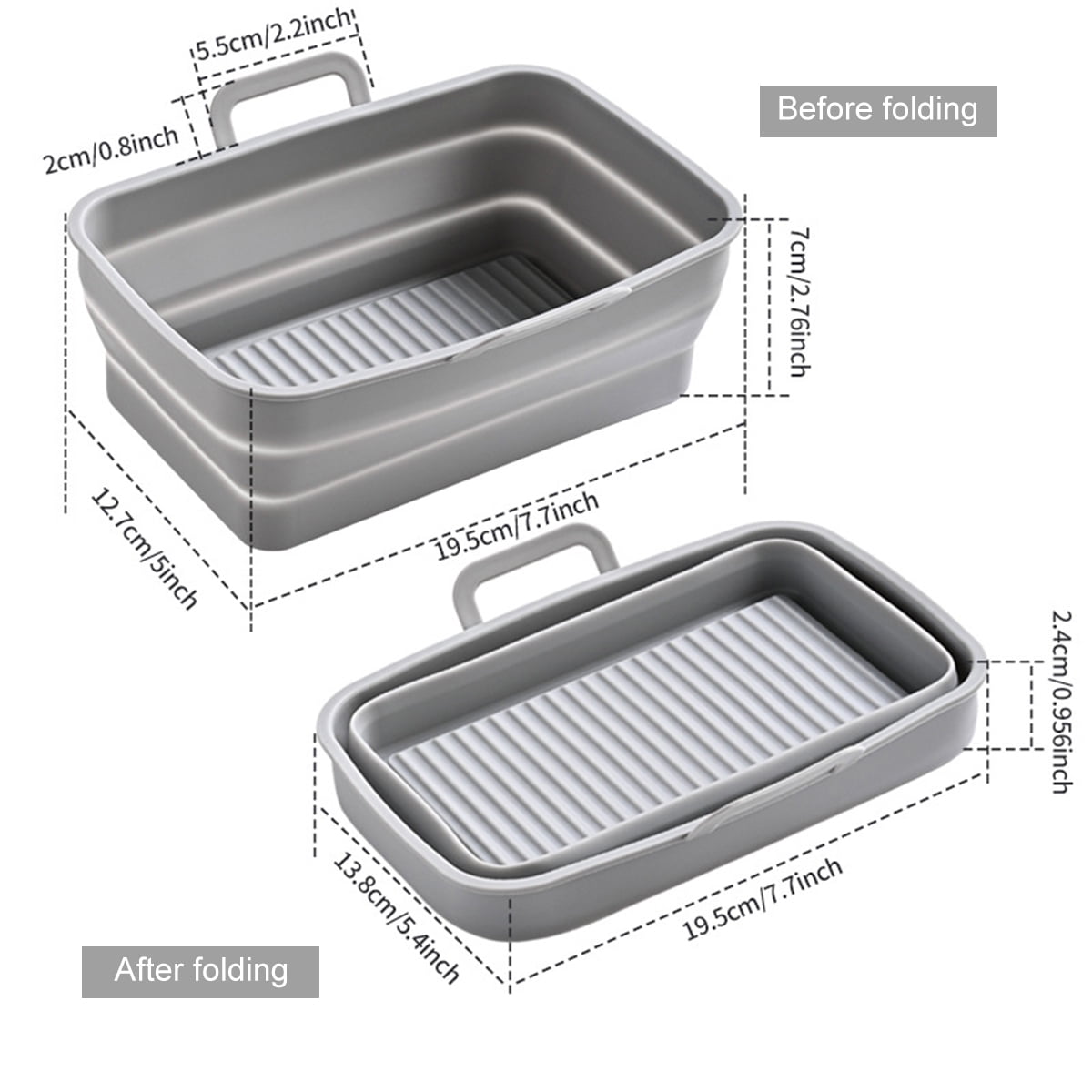 For Ninja DZ201 Air Fryer Silicone Liner Mat Reusable Basket Tray, Spec:  Gray Thick Model (140g)