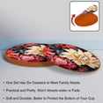 thumbnail image 4 of Flower 6PCS Round Microfiber Leather Coasters, 11x11 cm/4.3x4.3 in, Drink Mats for Home and Office, Set of 6 Coasters, 4 of 6