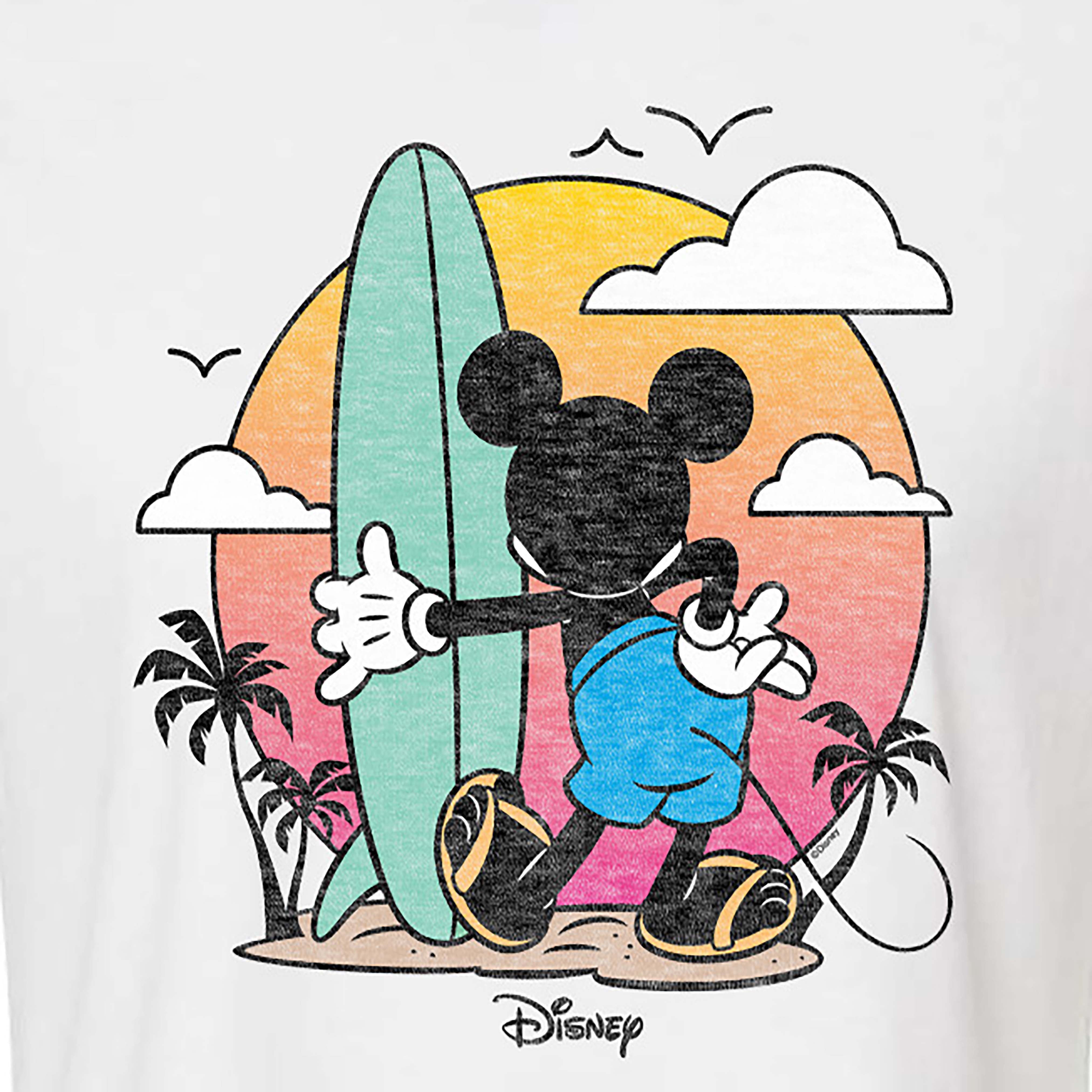Disney - Mickey & Friends - Mickey Surfing After Sunset - Juniors Cropped Cotton Blend T-Shirt