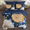 thumbnail image 3 of 7-Piece Queen Floral Bedding Set, Black & Blush Pink Botanical Boho Farmhouse Soft Microfiber All Season Bed In Bag With Sheets, 3 of 10