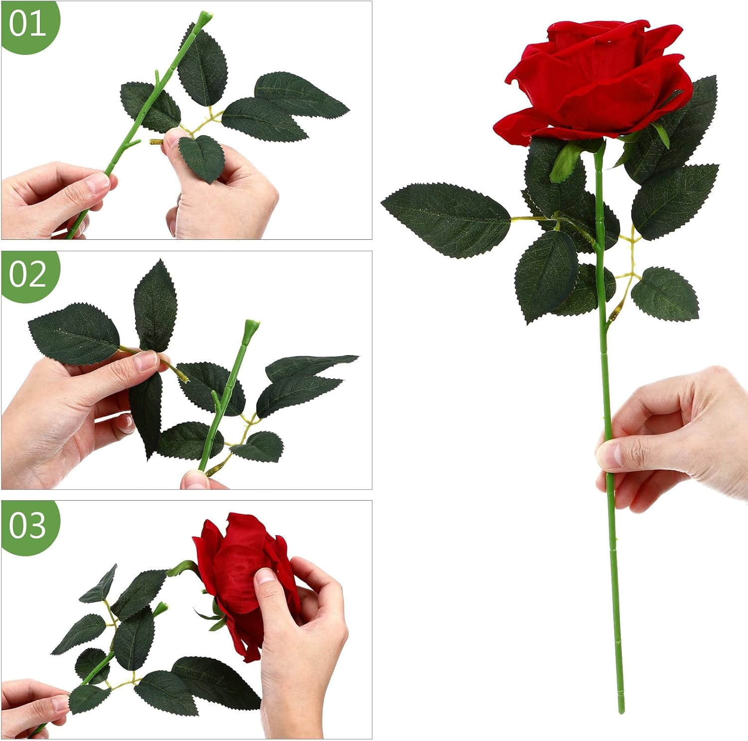 ABPETE 100Pcs Floral Wire Stem Plastic Artificial Floral Green Stem Wire DIY Craft Bouquet Making Floral Arrangement Tools