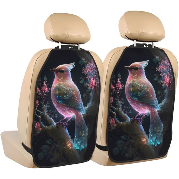Xecao Bird 3 Pattern Car Seat Back Protector 2 Pack Large Capacity Pocket, Kick Mats Back Seat Protector