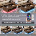 thumbnail image 4 of Hommpa LED Coffee Table and TV Stand Set, Modern Entertainment Center for up to 70" TVs, Lift Top Coffee Table with Hidden Compartment, Walnut Finish, 4 of 12