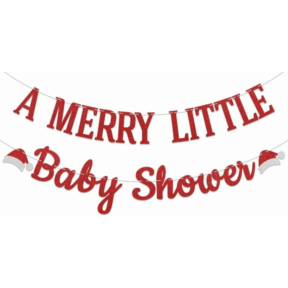 A Merry Little Baby Shower Banner - Christmas Baby Shower Party Decorations, Winter Welcome Baby Decor, Holiday Shower Party Supplies