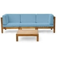 thumbnail image 2 of Noble House Brava Outdoor Modular Sofa and Coffee Table Set Cushions Teak/Blue, 2 of 11