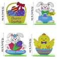 thumbnail image 3 of 4 Piece Easter Wooden Table Decorations Centerpieces, Standing Bunny Chicks Flower Eggs Spring Ornaments With Reusable Design, Suitable For Indoor Party Table Living Room Bedroom, 3 of 6