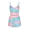 thumbnail image 4 of Conjunto de dobladillo con volantes y bloques de colores con estampado informal para mujer, traje de chaleco con tirantes sexy para el hogar Wmkox8yi bvn441, 4 of 5