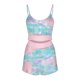 thumbnail image 4 of Conjunto de dobladillo con volantes y bloques de colores con estampado informal para mujer, traje de chaleco con tirantes sexy para el hogar Wmkox8yi bvn441, 4 of 5