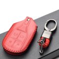 thumbnail image 5 of Vitodeco Genuine Leather Keyless Smart Key Fob Case Cover with Key Chain Compatible for Maserati Ghibli, Levante, Quattroporte (Remote Start, Red), 5 of 6