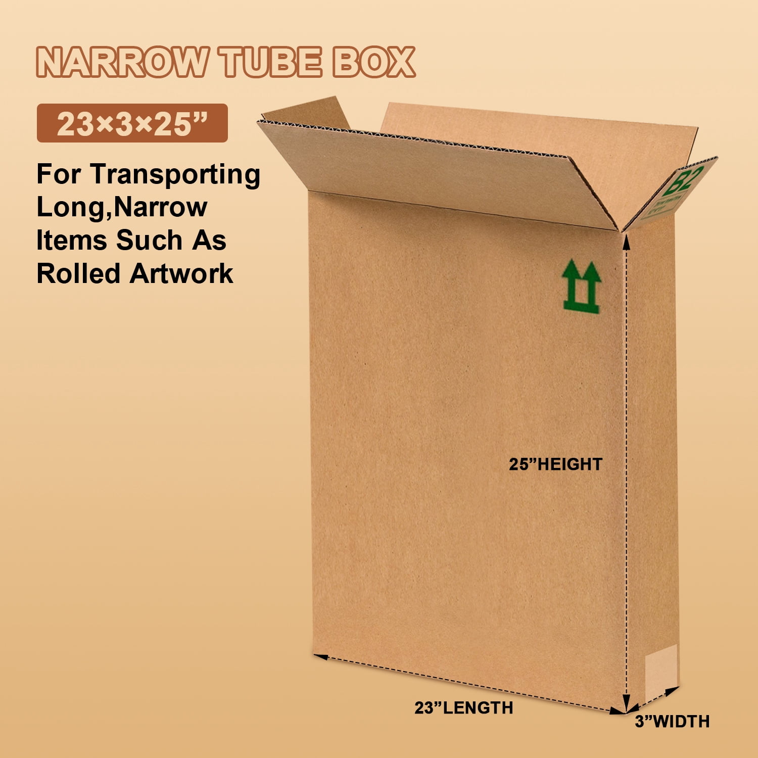 25 Pack Slim Extra Long Moving Boxes – 23" x 3" x 25" – Cardboard Containers for Home Packing & Storage