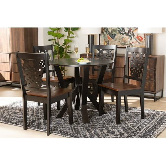Baxton Studio Valda Modern and Contemporary Transitional Two-Tone Dark Brown and Walnut Brown Finished Wood 5-Piece