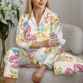 thumbnail image 6 of Saiise Retro Colorful Butterfly Print Women Soft Pajama Sets,Long Sleeve Sleepwear Button Up 2-Piece Pjs Lounge Sets-Small, 6 of 7