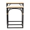thumbnail image 5 of Claudette Set of 2 Rattan Accented Wood & Metal Rectangle Side Tables, 5 of 10